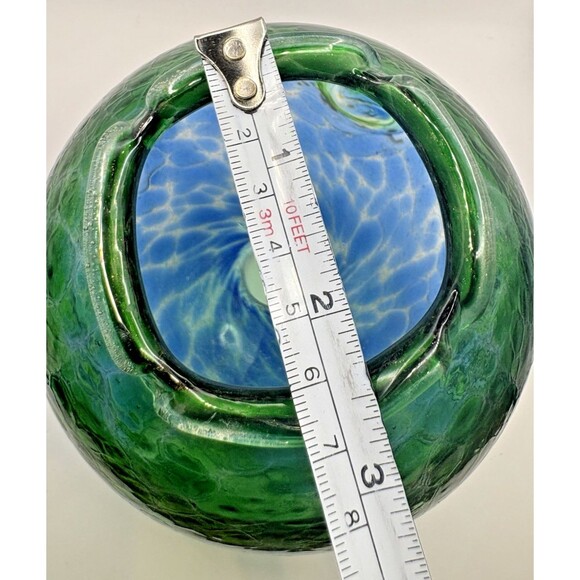 Kitras Art Glass Candle Dome Blue Green Van Glow Starry Night Luminary Used - Picture 13 of 13